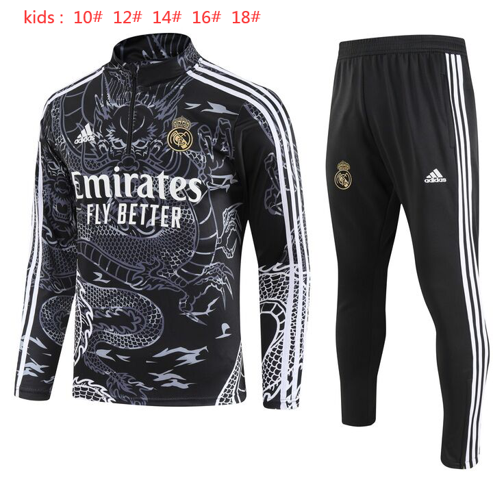 Real Madrid 23 24 Half Zip Youth TrackSuit Black Dragon Champion Gearz