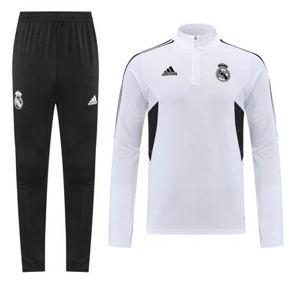 Real Madrid 22/23 Half-Zip Tracksuit - Black / White