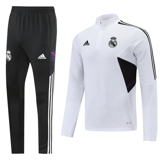 Real Madrid 22/23 Half-Zip Tracksuit - Black / White