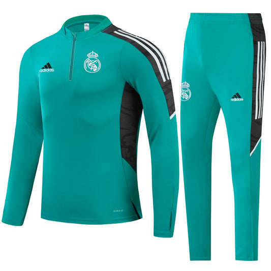 Real Madrid 21/22 Half-Zip Youth Tracksuit - Green