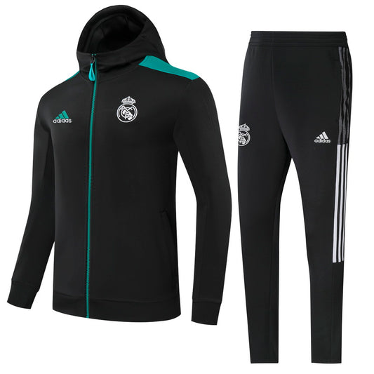 Real Madrid 21/22 Full-Zip Youth Tracksuit - Black