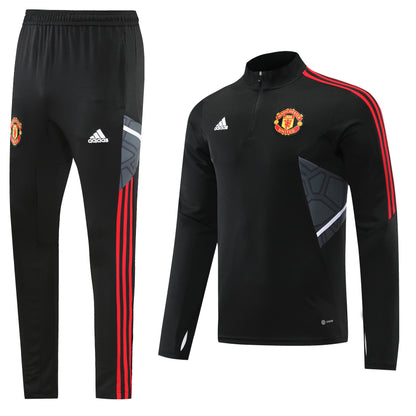 Manchester United 22/23 Half-Zip Tracksuit -  Black