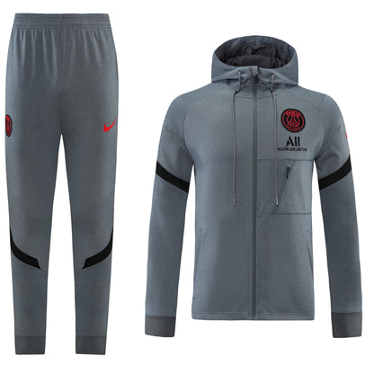 Paris Saint German 21/22 Full-Zip Hooded Tracksuit - Grey