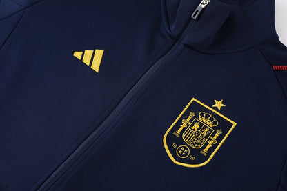 Spain 22/23 Full-Zip TrackSuit - Navy Blue / Red Stripes