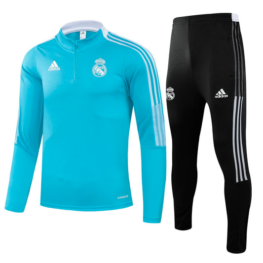 Real Madrid 21/22 Half-Zip Youth Tracksuit - Blue