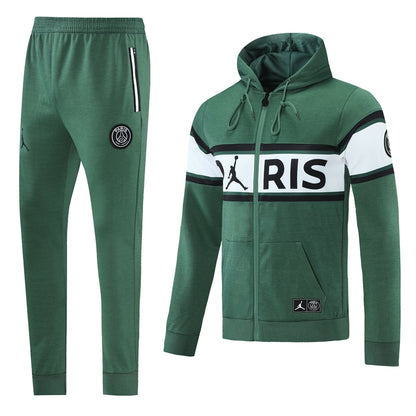 Paris Saint German 21/22 Full-Zip Hooded Tracksuit - Green / White