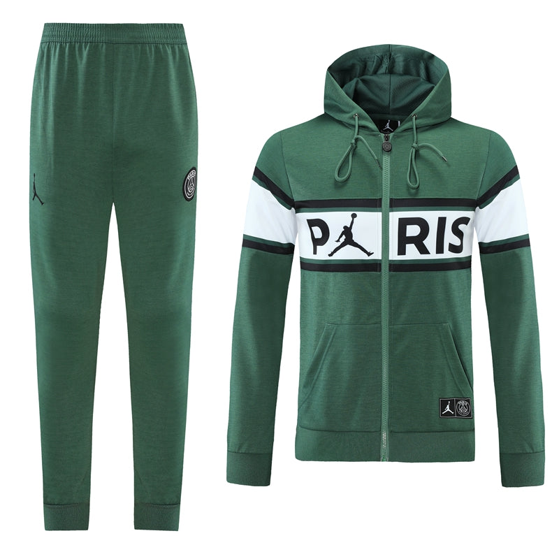 Paris Saint German 21 22 Full Zip Hooded Tracksuit Green White Champion Gearz