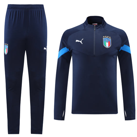 Italy 21/22 Half-Zip Youth TrackSuit - Blue