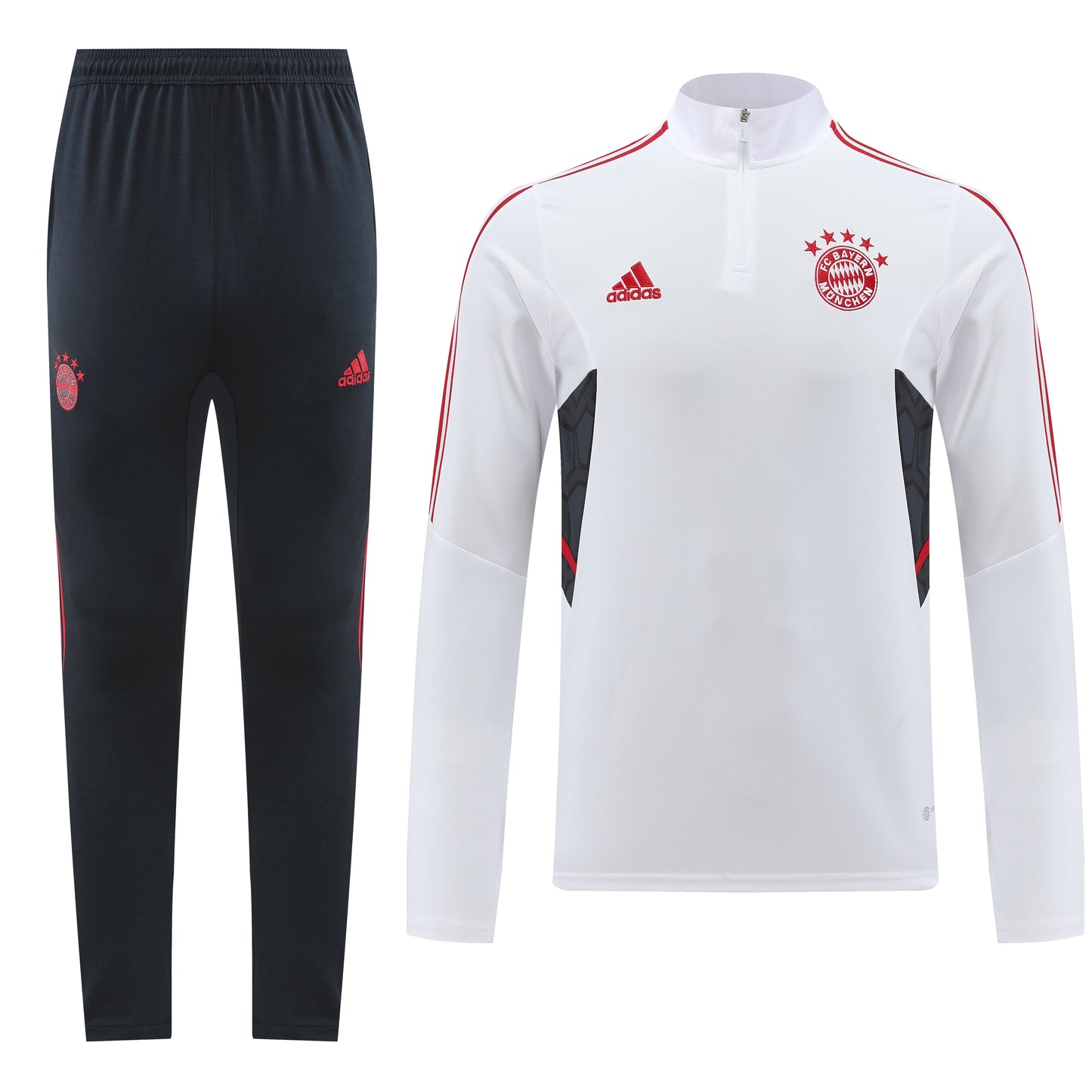 Bayern Munich 22/23 Full-Zip Tracksuit - White / Red Stripes