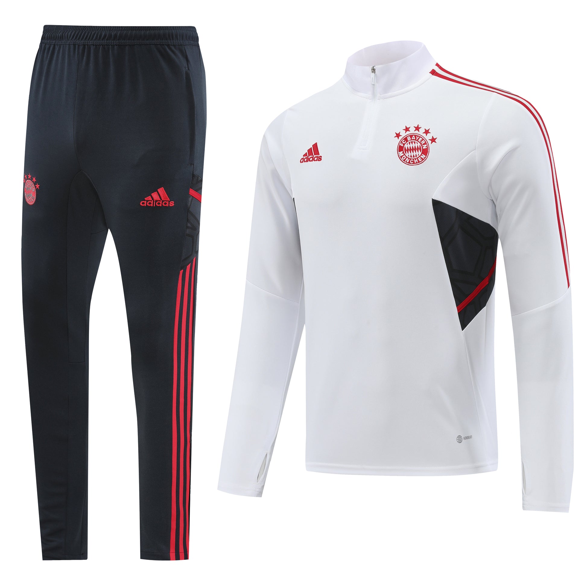 Bayern Munich 22/23 Full-Zip Tracksuit White Red Stripes