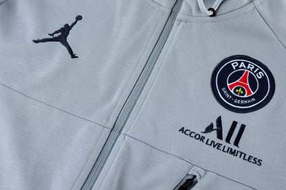 Paris Saint German 21/22 Full-Zip Hooded Tracksuit - Grey / Navy Blue