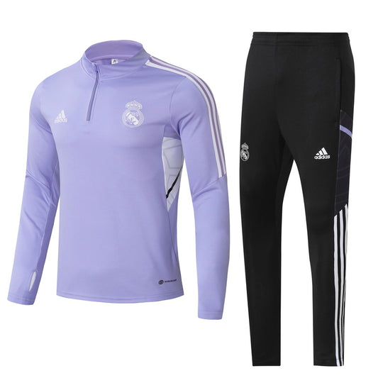 Real Madrid 22/23 Half-Zip Youth TrackSuit - Grey