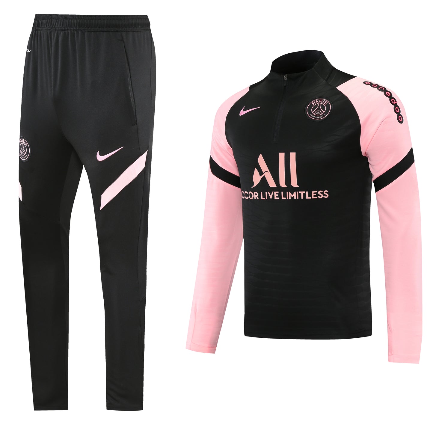 Paris Saint German 21/22 Half-Zip Tracksuit - Black / Pink